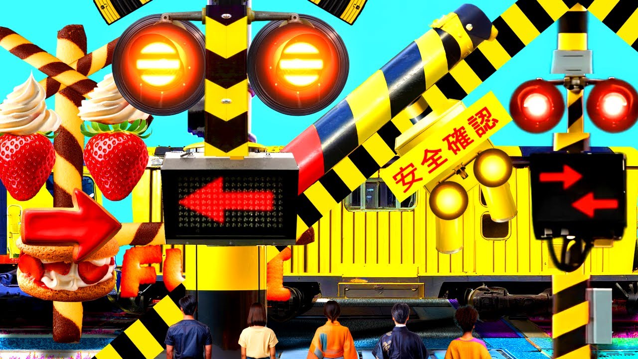 【踏切アニメ】春のふみきりカンカン祭りで楽しく学ぶ交通安全？Have fun and be safe on the roads at the Railroad Crossing Festival?