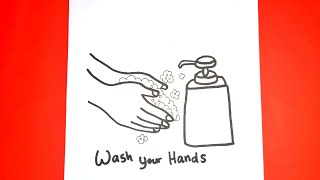 Cara Menggambar Cuci Tangan ✋/ how to draw hand washing