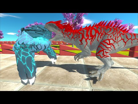 LAVA INDOMINUS REX vs HULK GORO vs ICE GOLEM DEATH RUN - Animal Revolt Battle Simulator