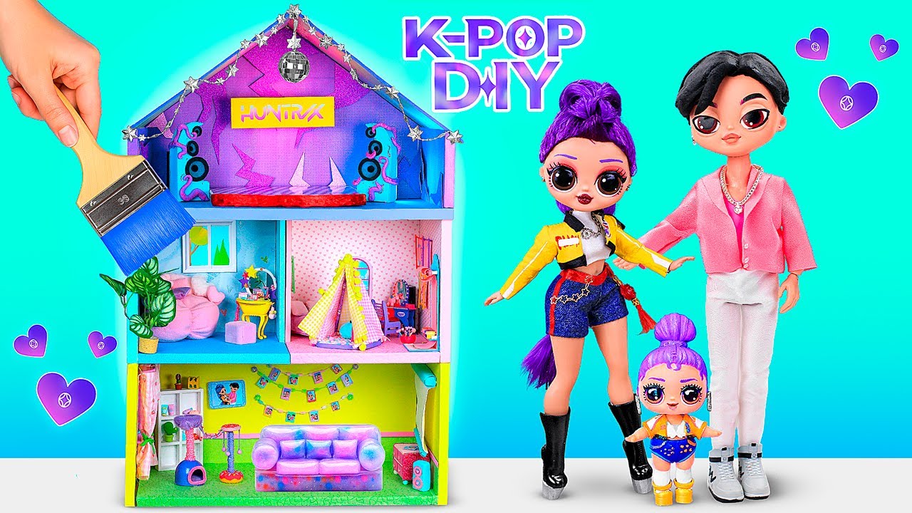 K-Pop Family Doll House Makeover! 7 Huntrix DIYs for L.O.L. Dolls