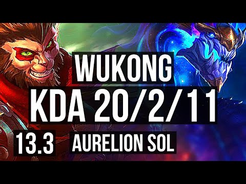 WUKONG vs AURELION SOL (MID) | 20/2/11, Legendary, 1.5M mastery, 500+ games | KR Master | 13.3