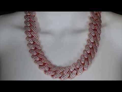 Diamond Rose Gold Cuban Chain, Iced Out Chain, Worlds biggest cuban chain, baguette cuban link chain