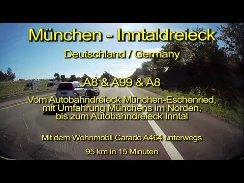 Von München zum Inntaldreieck – Autobahn A8 & A99 & A8 – Deutschland - Komplette Länge