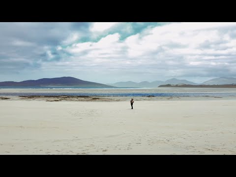 Playing my new bagpipes at Luskentyre Beach on the Isle of Harris!