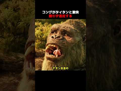 コングがタイタンと激突、敵わず逃走する！#shorts #映画 #映画解説