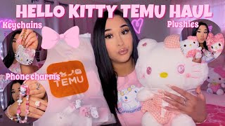 THE CUTEST HELLO KITTY TEMU HAUL | 20+ items | (plushies, keychains, pouches, & accessories)
