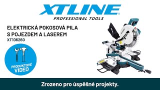 XTline pokosová pila s pojezdem a laserem 2200 W, 255mm 