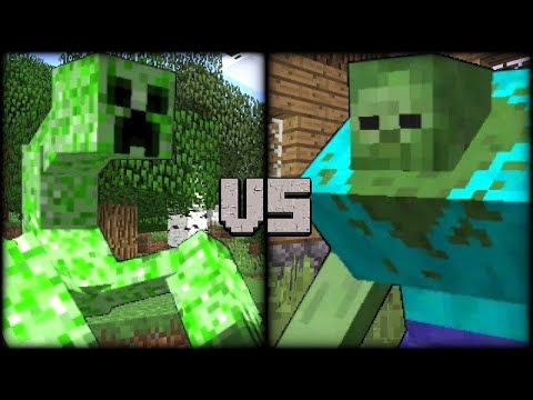 Mutant Creeper VS Mutant Zombie - Minecraft Mob Battle!