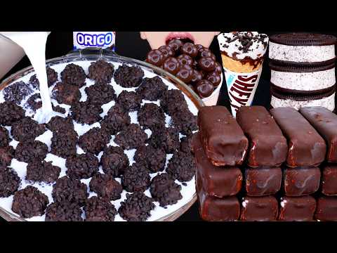 ASMR OREO CHOCOLATE ICE CREAM MALTESERS NUTELLA DESSERT MUKBANG오레오 초콜릿 먹방オレオ チョコレート 咀嚼音EATING SOUNDS