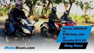 Honda CBR250R vs KTM Duke 200 vs Yamaha R15 V2
