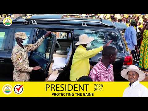 President Museveni arriving in Kibaale district for the NRM presidential rally #protectingthegains 