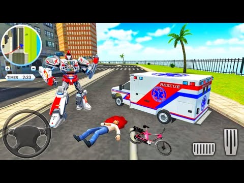 Ambulance Robot City Rescue Driving #3 - City Road Accident Emergency Crazy Drive - Android Gameplay