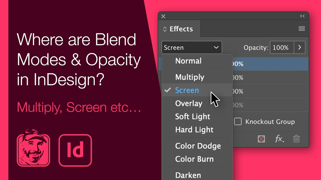 Where are Blend Modes & Opacity in InDesign? (Multiply, Screen etc…)