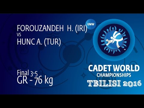 BRONZE GR - 76 kg: A. HUNC (TUR) df. H. FOROUZANDEH  (IRI), 2-1