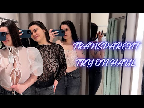 See-through clothes try on haul in fitting room