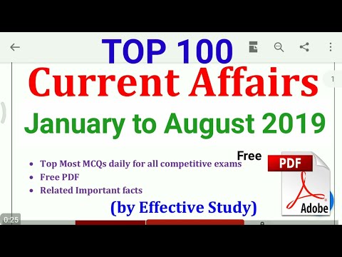 January to August 2019 Top 100 Current Affairs in Hindi for All Competitive exams | Effective Study