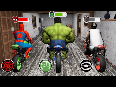 Playing as Spider-Man, Granny, Hulk rides a motorcycle in house- Gameplay Animation (p.33)