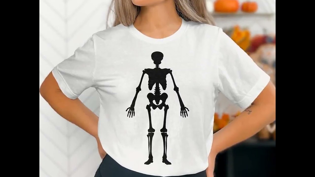 Skeleton Full Body Silhouette SVG, Halloween Clipart, Human Skeleton Vector, Spooky Outline Digital