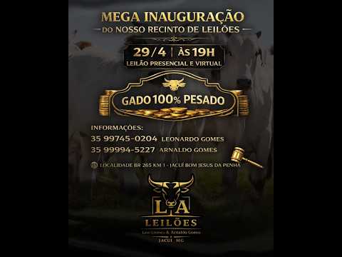 LEILÃO DE GADO L. A. LEILÕES DE JACUÍ. MG