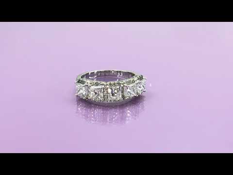 Princess cut semi eternity halo gallery ring 2.40 (ctw) 14k gold