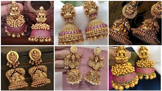 Lakshmi Devi gold earring designs with weight//traditional earrings.