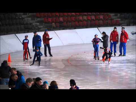 Gijs Kamp - Caitlin Smit  100m tijdrit Baankampioenschappen Pupillen CDEF Assen 14-02-2015