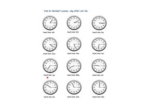 1A Klockan - kvart över