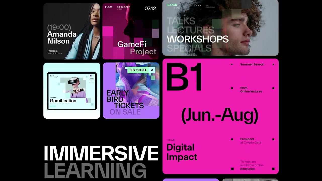 Design Inspiration: BlockXpo event visual identity by Julia Dmitrievna for Geex Arts