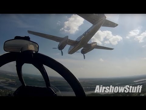 F-86 Sabre Helmet Cam - A-26/F4U/FM-2 Formation - TBM Gathering 2018