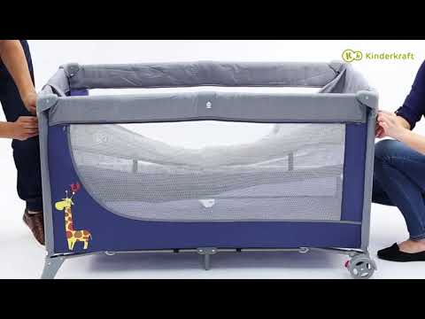 KINDERKRAFT - Cestovní postýlka JOY s doplňky šedomodrá