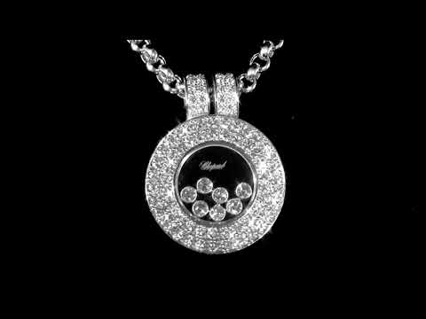 Lady's 18k White Gold Chopard 'Happy Diamonds' Link Pendant Necklace
