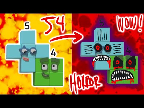 Numberblocks mmm New Shape 5 and 4 Number 54 As Horror Version