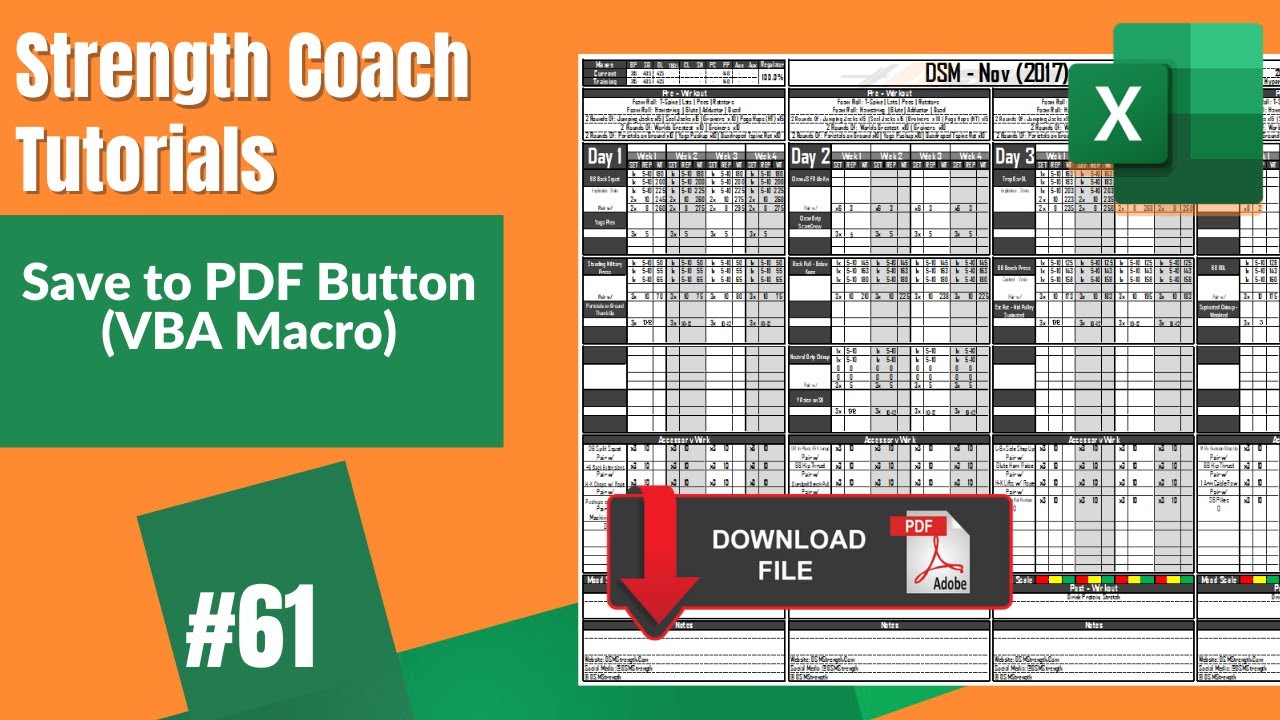 VBA Macro One Click Print to PDF | Strength Coach Tutorials