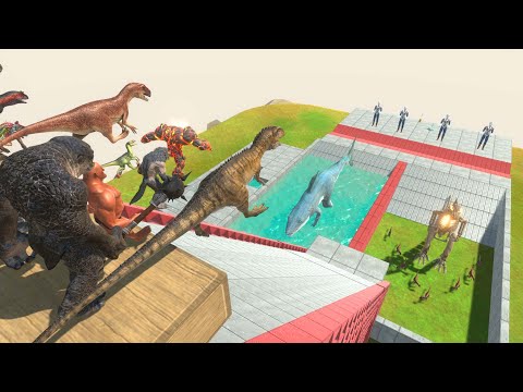 Fantasy & Dinosaurs Fall into Godzilla Skeleton Tank - Animal Revolt Battle Simulator