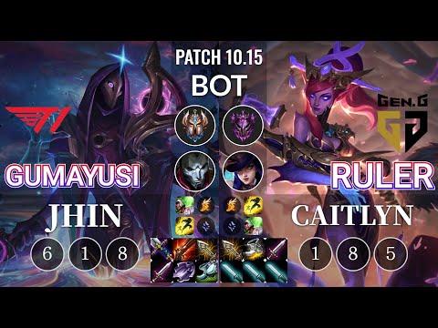 T1 Gumayusi Jhin vs GEN Ruler Caitlyn Bot - KR Patch 10.15