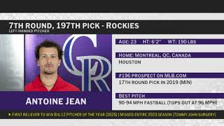 Colorado Rockies Select Antoine Jean with No. 197 Pick in 2025 MLB Draft!