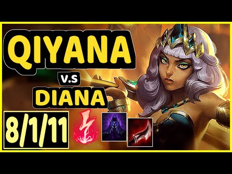 PRETTY (QIYANA) vs DIANA - 8/1/11 KDA MID GAMEPLAY - EUW Ranked MASTER