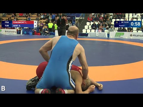 Round 1 GR - 76 kg: L. CHAUMONT (FRA) df. S. SERT (TUR), 5-3