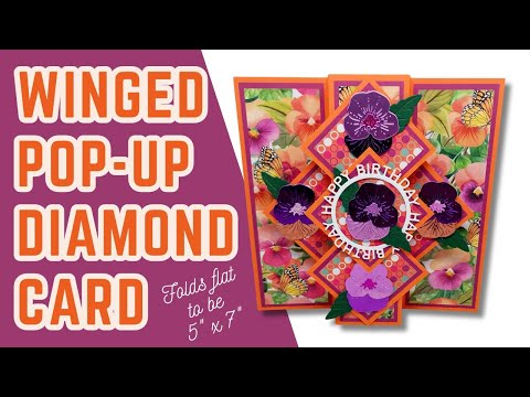 Tarjeta de diamante emergente con alas de 5" x 7"