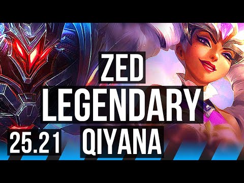 ZED vs QIYANA (MID) | 15/1/7, 6 solo kills, Legendary, 600+ games | KR Master | 25.21
