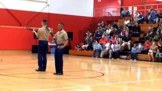 preview picture of video 'Portage High School MCJROTC Armed Exhibition Duet - Awards Night 2014'
