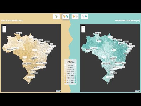 Mapas mostram distribuição geográfica de mais de 5 bilhões de votos no Brasil desde 1996