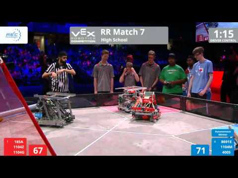 VEX Worlds 2016 - VRC HS Finals - Round Robin 7 (185A 1104Z 1104G) 247 vs 282 (8691E 1104M 400S)