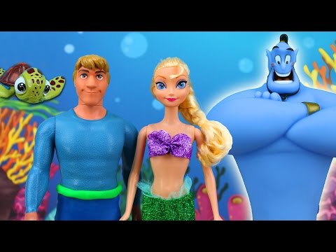 Frozen Elsa es una Sirena y Kristoff es un Tritón con Anna Genio Chiqui de Buscando a Nemo