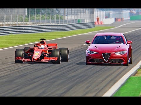 Alfa Romeo Giulia Quadrifoglio vs Ferrari F1 2018 - Monza
