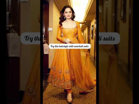 try this hairstyle with anarkali suits ✨🩵#trending #hairstyle #shorts