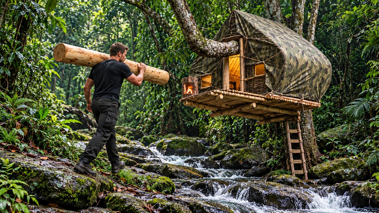 I Spent 100 Days Building a Hidden Shelter in the Rainforest | Bushcraft Survival
