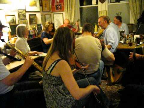Traditional English rural pub folk music session at The Bell, Chittlehampton, Umberleigh, Devon, UK