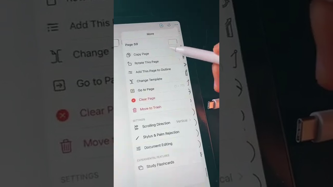 how to turn on the ENDLESS SCROLL in Goodnotes