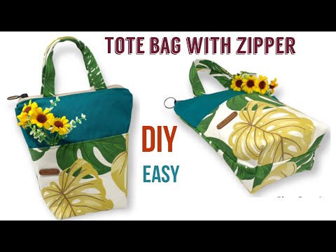 DIY TOTE BAG WITH ZIPPER EASY